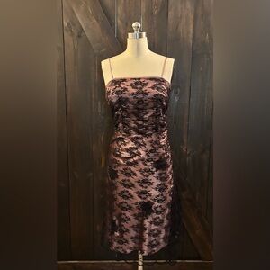 Rabbit Designs Lace Overlay Dress in Black & Mauve With Sequin Detailing